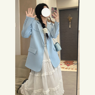 高级感蓝色小个子西装外套女早春秋季新款韩版chic显瘦休闲小西服