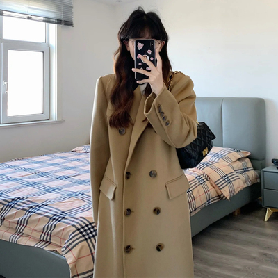 赫本风呢子大衣女中长款