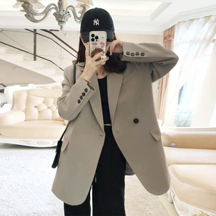 早春秋装新款爆款宽松oversize休闲西服小个子chic西装外套女