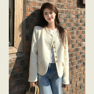 法式气质白色百搭小香风短款外套女春秋新款高级感名媛粗花呢上衣