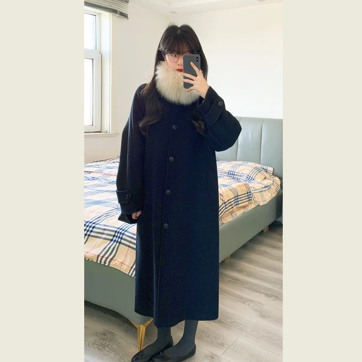 通勤简约黑色单排扣毛呢女秋冬季新款小个子中长款翻领呢子大衣,女装/女士精品,毛呢外套,淘宝优惠券,粉丝福利购,淘宝优惠卷