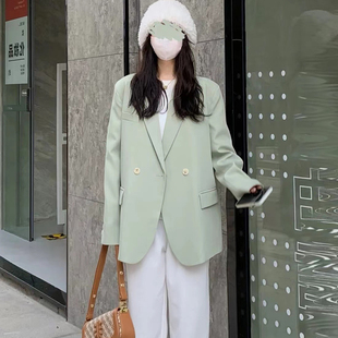 高级感绿色小个子西装 爆款 外套女宽松休闲西服 新款 早春秋装