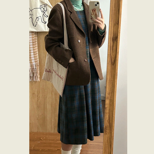 小个子宽松显瘦西服上衣 韩版 高级感棕色休闲西装 外套女春秋新款