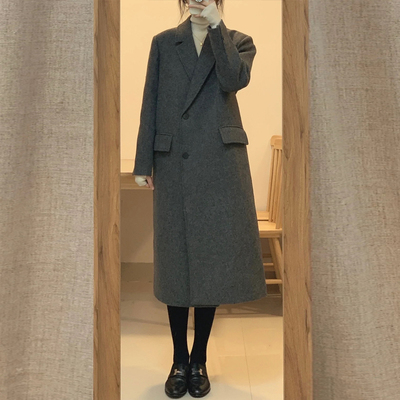 高级感灰色小个子呢子大衣