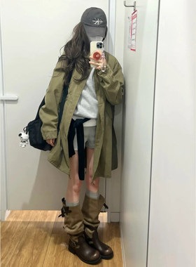 美式慵懒军绿色工装夹克外套