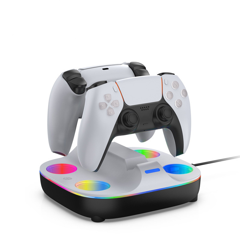 RGB发光充电底座PS5手柄PS5slim精英手柄通用快充座充满自动断电