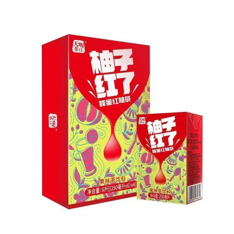 天喔茶庄蜂蜜柚子茶红柚味250ml*24盒果味茶饮网红饮品整箱饮料