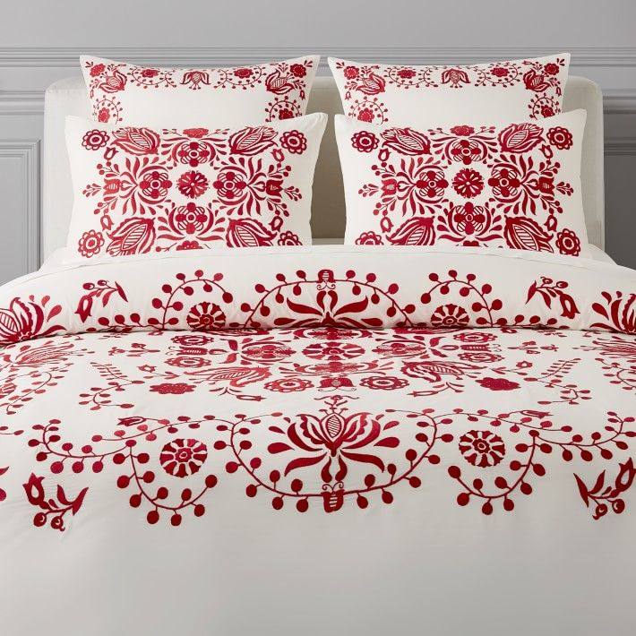 美式ins风主人房 经典Aerin花草绣花全棉单人双人被套被罩 秋冬