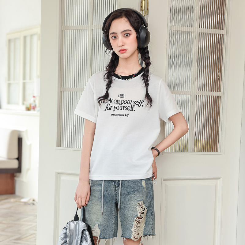 骄骄虎圆领韩版短袖t恤丝光棉