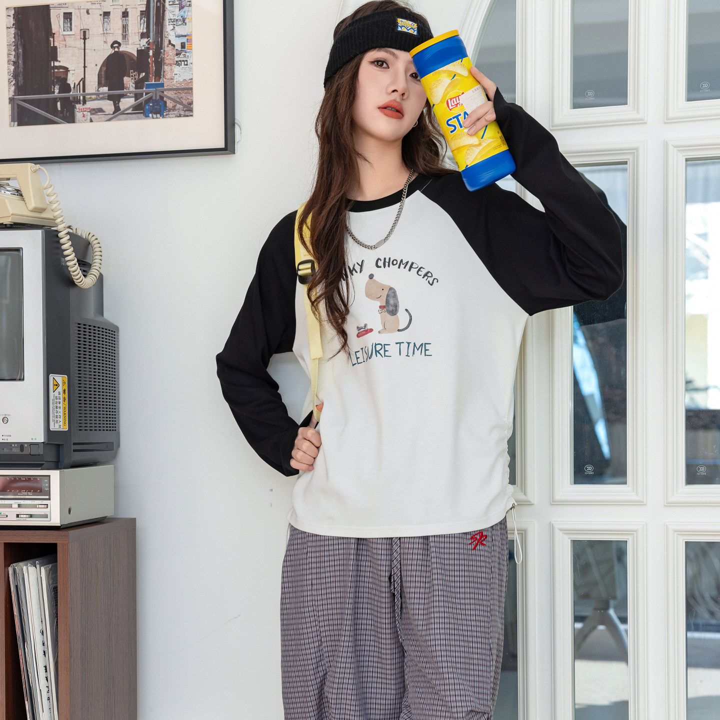 女童春款长袖t恤衫骄骄虎2026新款初中生高中生打底衫插肩袖9022