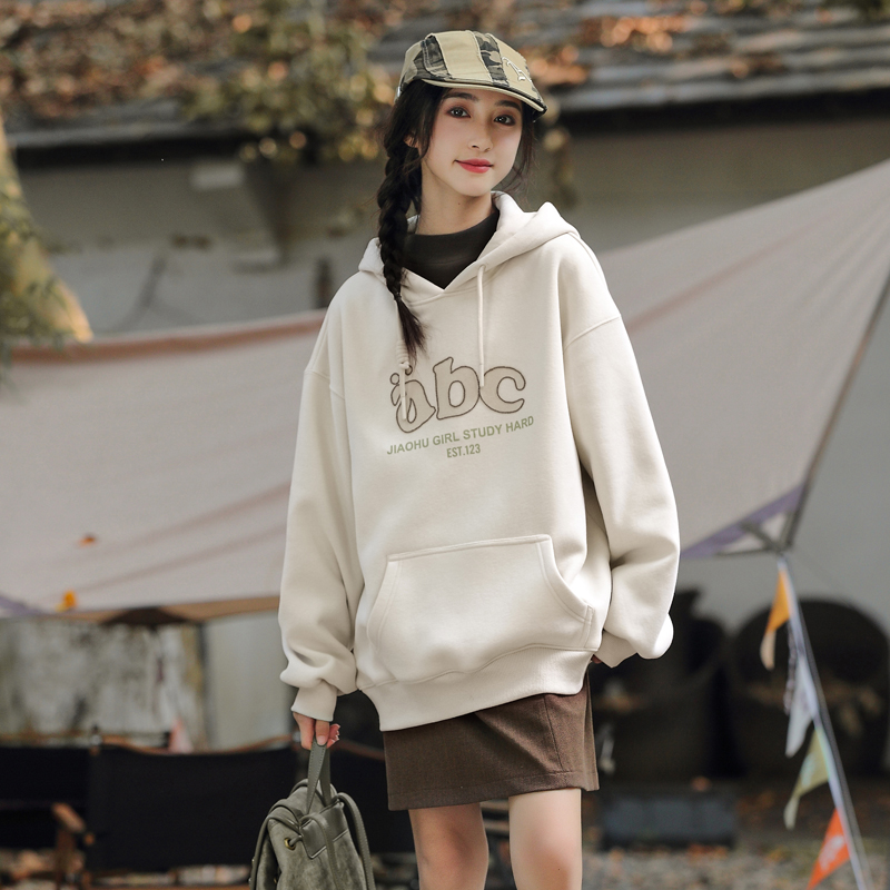 骄骄虎女童一体绒连帽卫衣