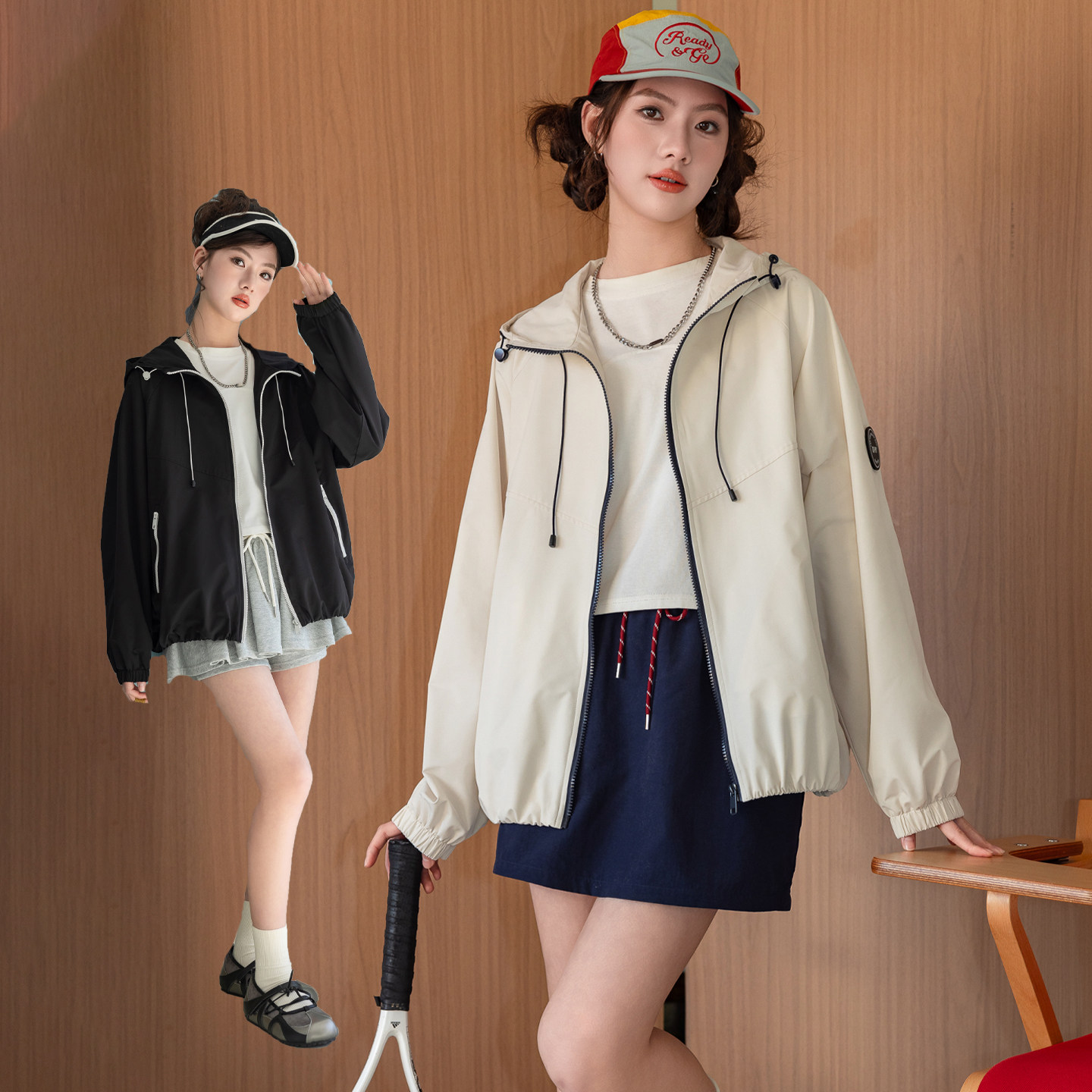 骄骄虎女童2026春装新款软壳冲锋衣外套初中生高中生连帽夹克9027