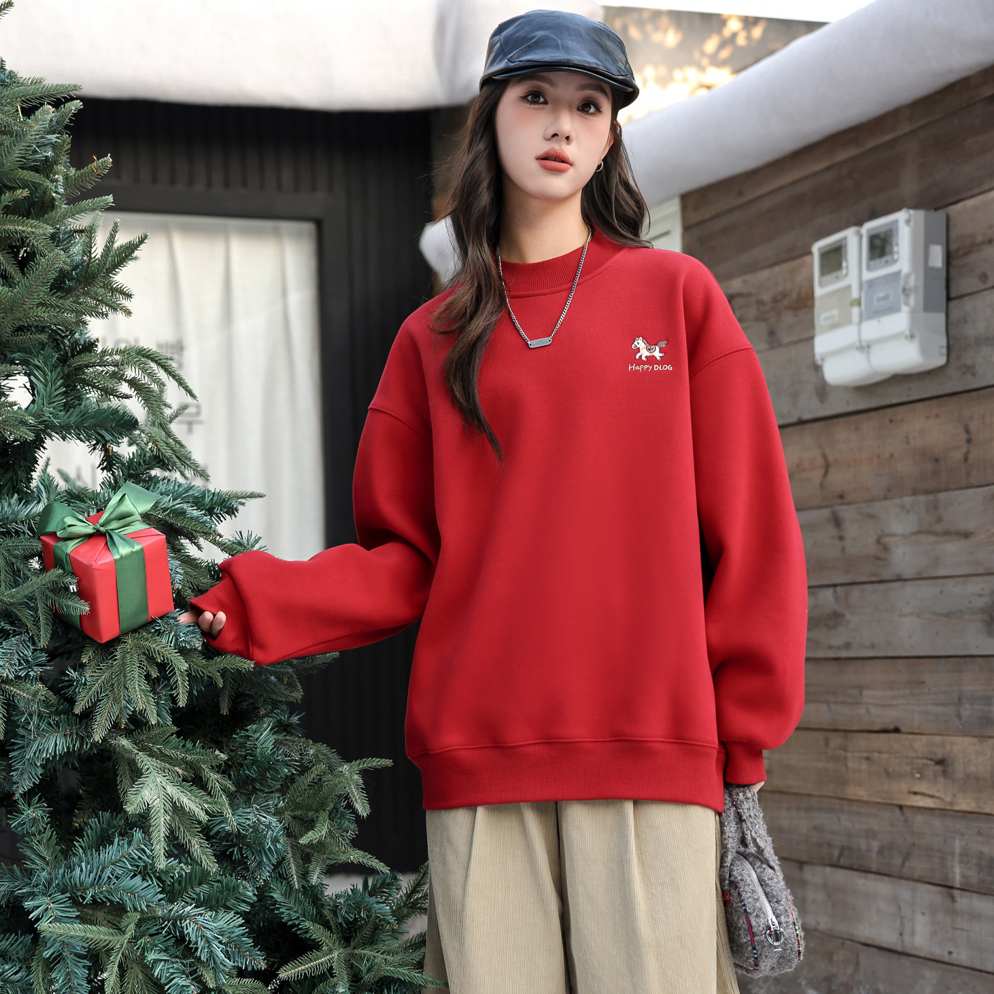 女童加绒卫衣骄骄虎2025冬季新款初中生高中生一体绒年款内搭7560