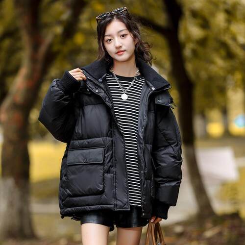 女童羽绒服骄骄虎2024冬新款青少年韩版宽松大童90白鸭绒连帽J701