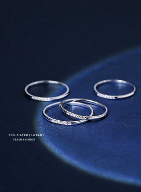 S925纯银小众设计闭口素圈戒指女日韩轻奢小众简约基础款首饰足银