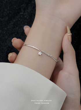 925纯银星星手链女轻奢小众设计双层圆珠轻奢感ins风手饰手环足银