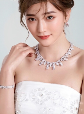 魔猫昭昭高级感项链套装欧美时尚设计感新娘晚宴一字肩晚礼服配饰