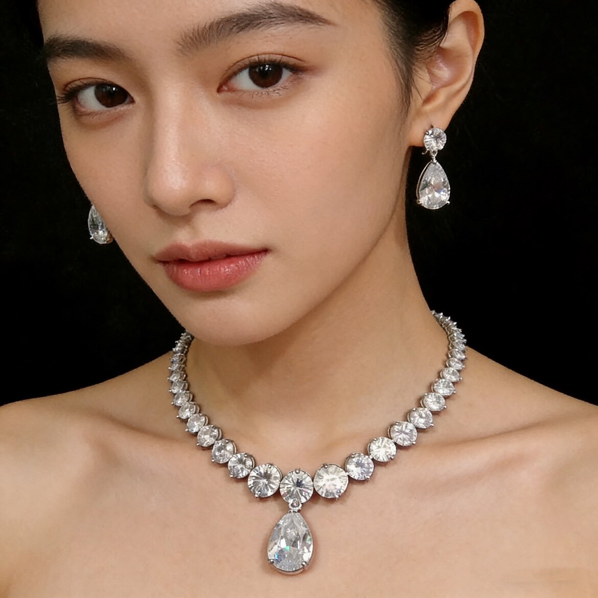 奢华新娘项链耳环两件套