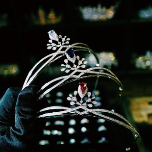 红色新娘结婚高级感晚礼皇冠头饰生日头冠成年礼主婚纱仙美王冠女