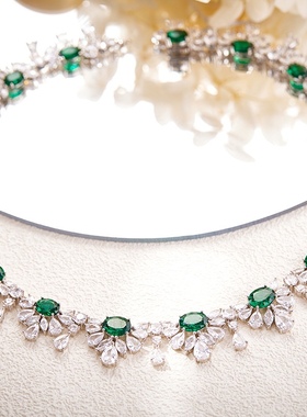 高级感轻奢祖母绿颈链choker锁骨