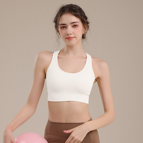 蜂窝网格透气防震瑜伽背心含胸垫