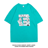 2021夏季新款潮流动漫印花港风短袖T恤男女A11，男装T恤，电商A171