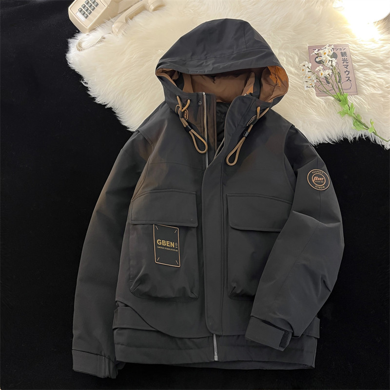 23/冬90%白鸭绒高品质假两件装连帽羽绒服外套2339-P320,男装羽绒服,电商A171