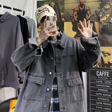 21春季港风男士宽松大码情侣休闲牛仔翻领长袖夹克外套J，男装夹克，电商A171