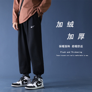 2020 冬季新款 港风蓝底大码束脚加绒休闲裤M-5X图片