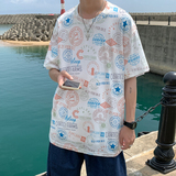 2021夏装新款时尚印花男士短袖T恤宽松休闲T恤衫A26，男装T恤，电商A171