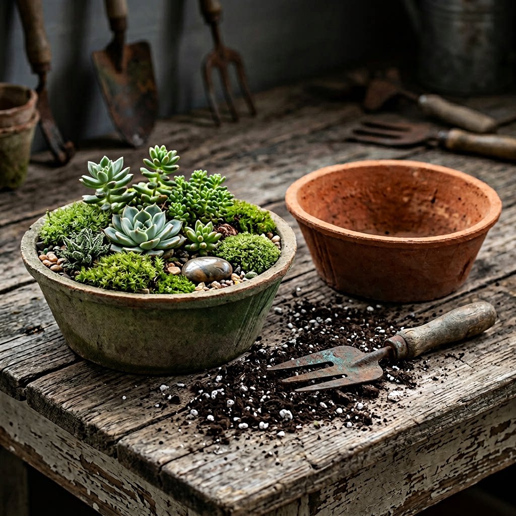 央盆粗陶花盆陶盆多肉老式大口径盆景盆陶土瓦盆大复古浅口陶瓷红