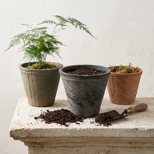 做旧红陶花盆粗陶多肉绿植盆器大号陶土透气盆泥瓦盆家用兰花陶盆