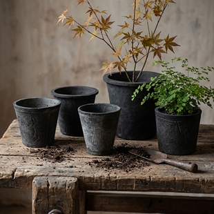 MrsTAO黑陶复古陶土花盆黑色园艺装 饰用品种植盆栽多肉陶盆瓦盆