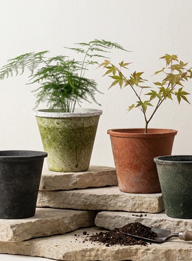 大高筒陶土红陶花盆多肉瓦盆龟背竹陶盆复古透气老式大盆栽三角梅