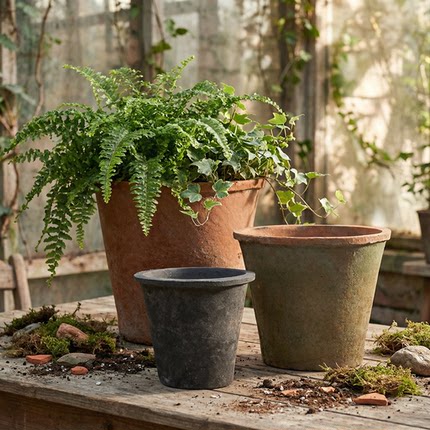 大高筒陶土红陶青山花盆瓦盆龟背竹发财树陶盆复古透气老式大盆栽