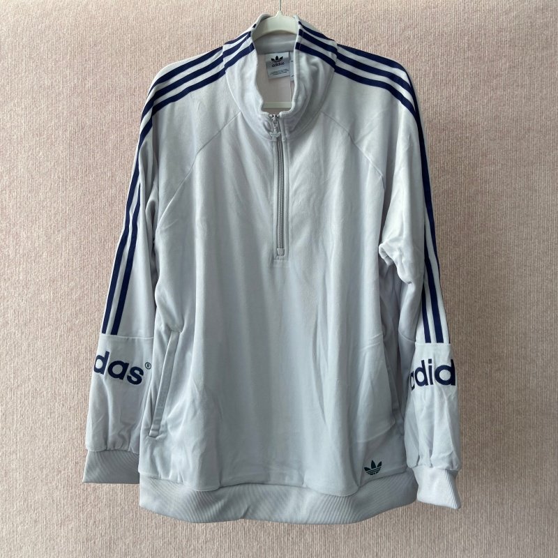 专柜正品/阿迪达斯 三叶草 男女宽松复古丝绒半拉链运动休闲卫衣