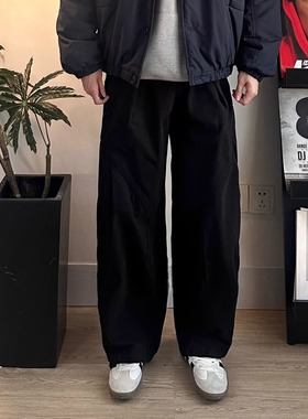 WHICHONE日系复古宽松直筒休闲裤男潮牌百搭阔腿工装裤长裤子