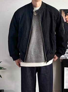 WHICHONE90白鸭绒复古立领短款巴恩风羽绒服男保暖夹克外套