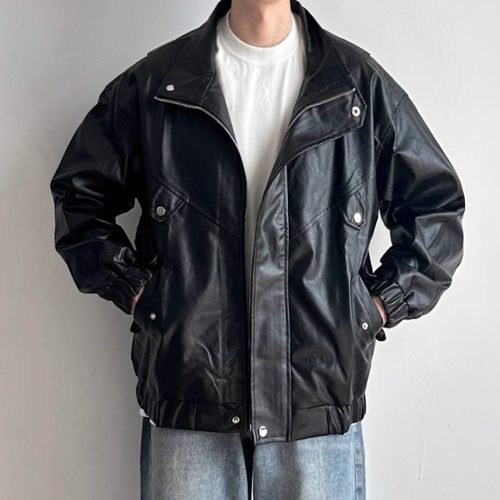 WHICHONE美式复古PU皮衣夹克