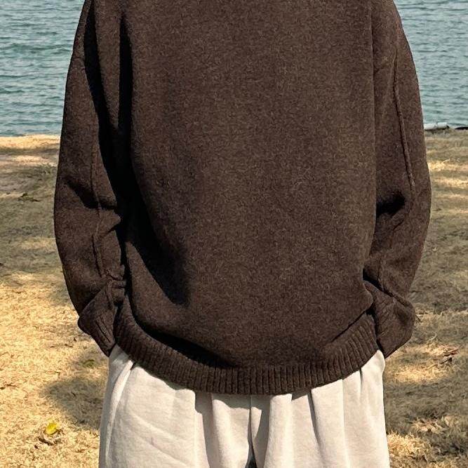 高级感咖啡色套头毛衣宽松慵懒风
