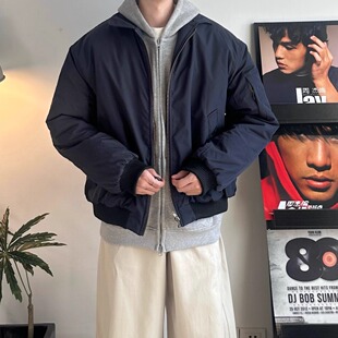 WHICHONE秋冬cleanfit立领拉链短款棉服男加厚保暖飞行夹克外套