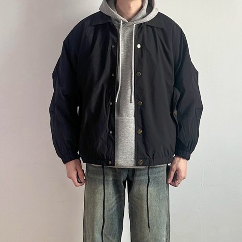 WHICHIONE日系秋季复古翻领教练夹克男宽松休闲百搭外套