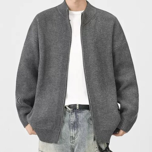 WHICHONE复古灰色针织开衫