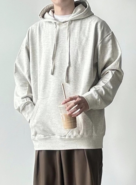 WHICHONE 日系秋季360克毛圈多色连帽套头干净纯色宽松卫衣