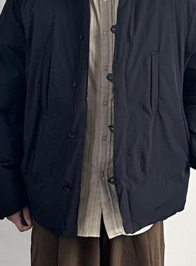 WHICHONE日系冬季纯色翻领棉衣男女复古休闲宽松加厚棉服外套