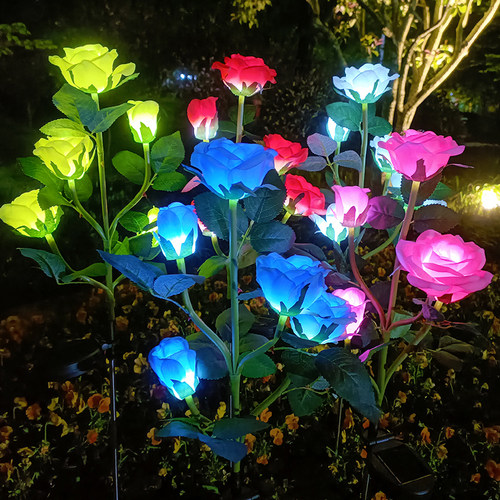 加亮5头太阳能玫瑰花灯