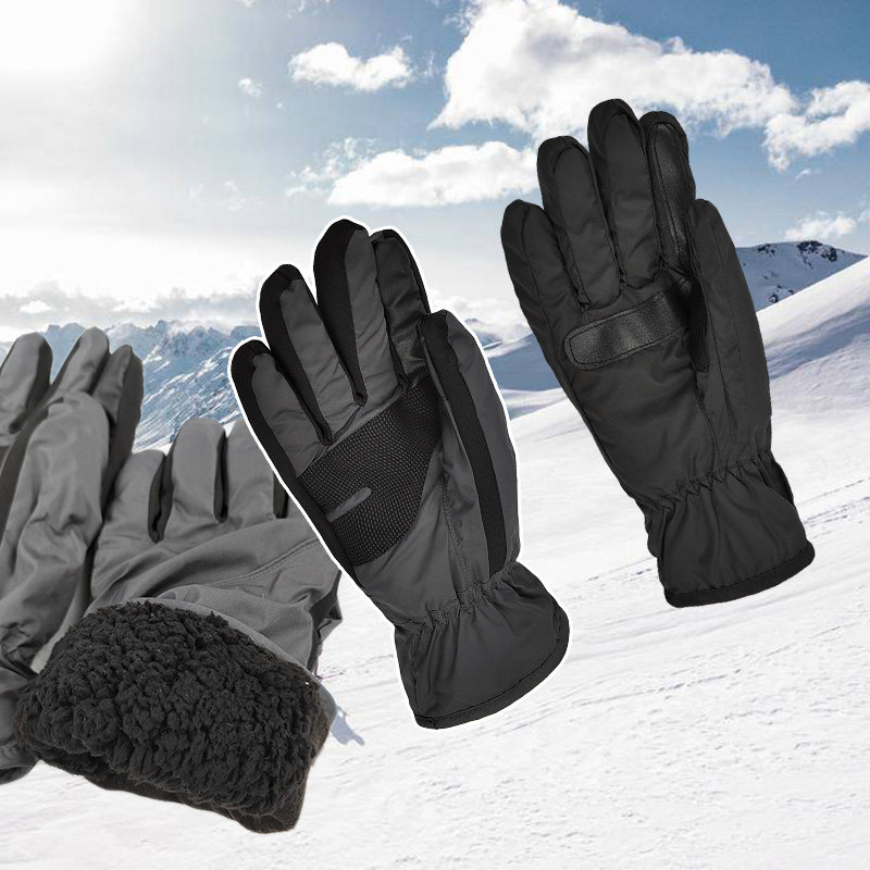 原单秋冬男款带绒保暖防风滑雪手套户外登山骑行防泼水抓绒手套