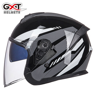 复古电瓶3C安全帽 通用双镜半覆式 半盔四季 GXT摩托车头盔男女冬季