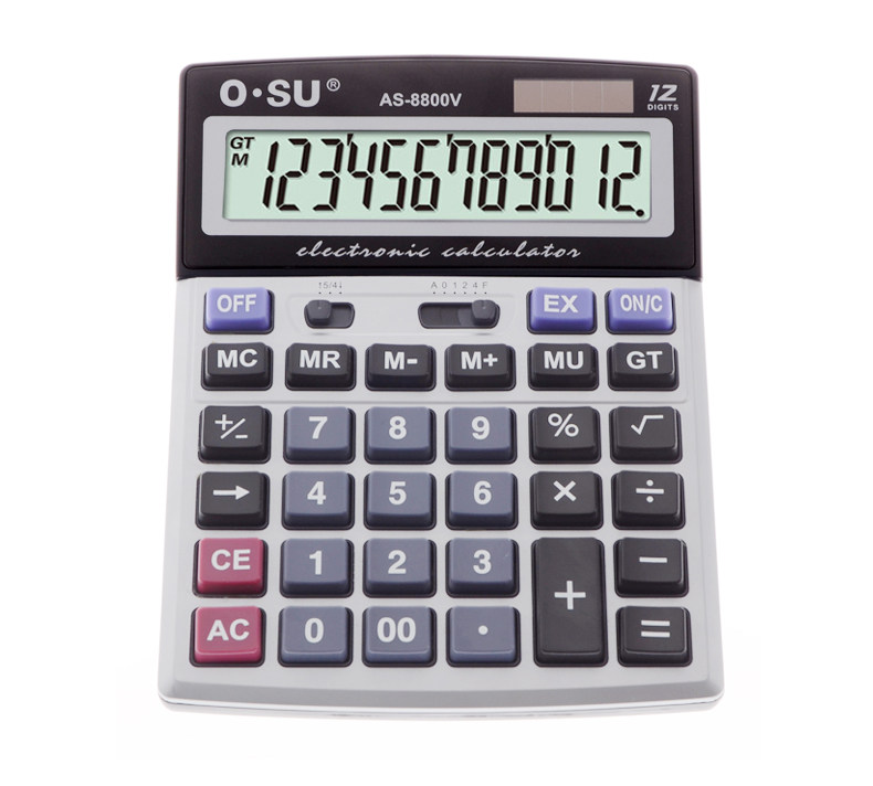 太阳能12位学生财务办公计算器