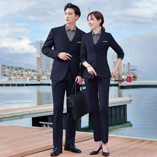 男女同款藏蓝色商务正装男西装